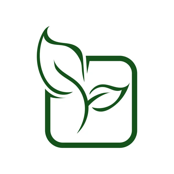 Πράσινο Φύλλο Eco Οργανικό Πρότυπο Φορέα Σχεδιασμού Logo Απλό Επίπεδο — Διανυσματικό Αρχείο