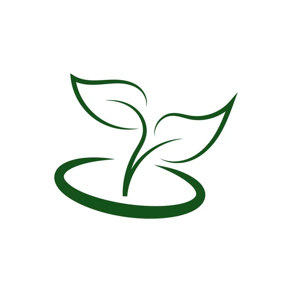 Green Leaf Eco Organic Modello Vettoriale Progettazione Logo Semplice Vettore — Vettoriale Stock