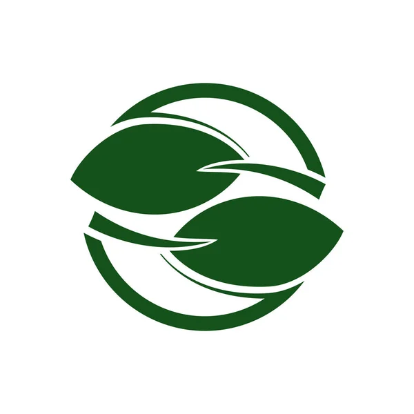 Green Leaf Eco Organic Logo Design Vector Template Vektor Desain - Stok Vektor