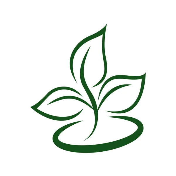 Green Leaf Eco Orgânico Logo Design Vector Template Simples Vetor —  Vetores de Stock