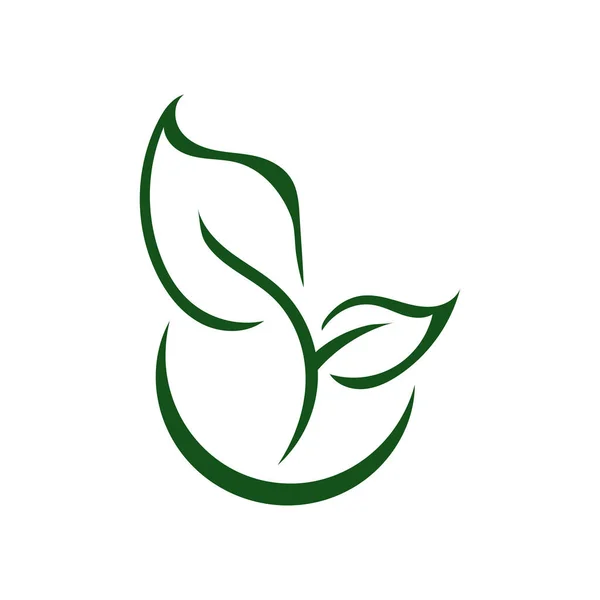 Green Leaf Eco Ekologisk Logotyp Design Vektor Mall Enkel Platt — Stock vektor