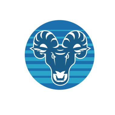 Pul retro tarzında keçi kafası tasviri.