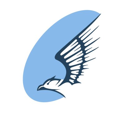 Kartal maskotu kanatlarını yana doğru açıyor. Sembol, logo maskotu.