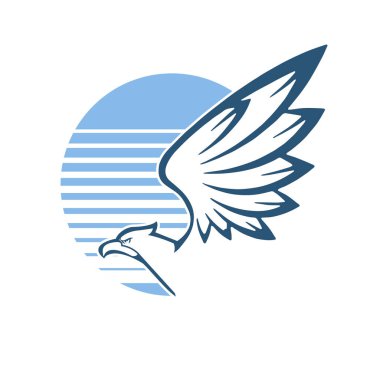 Kartal maskotu kanatlarını yana doğru açıyor. Sembol, logo maskotu.