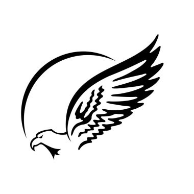 Kartal maskotu kanatlarını yana doğru açıyor. Sembol, logo maskotu.
