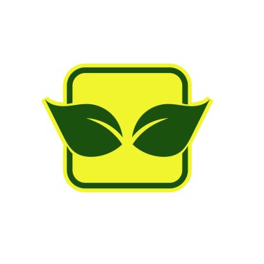 Yeşil Yaprak eko organik logo tasarım vektör şablonu. Basit düz yeşil yaprak tasarım vektörü Doğal ürünler kullanılarak orman koruma kavramı.