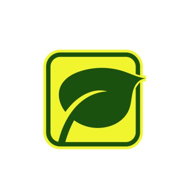 Yeşil Yaprak eko organik logo tasarım vektör şablonu. Basit düz yeşil yaprak tasarım vektörü Doğal ürünler kullanılarak orman koruma kavramı.