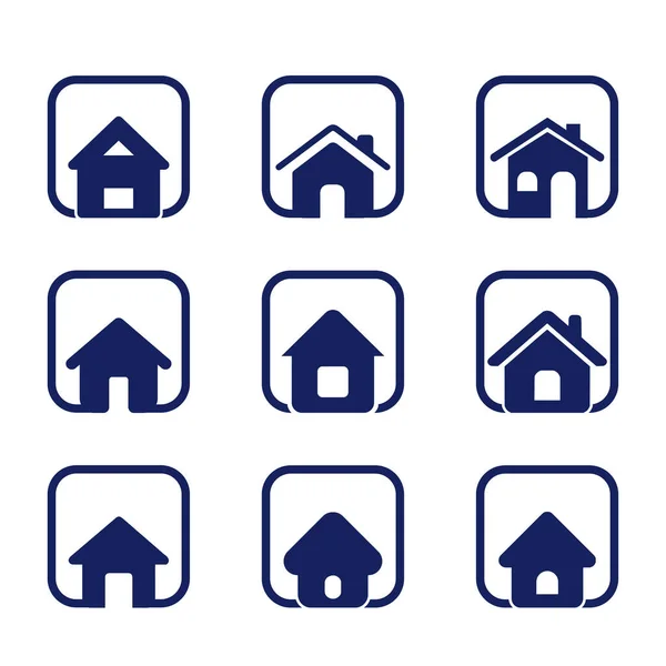 Conjunto Iconos Casas Para Sitios Web Interfaz Usuario — Vector de stock