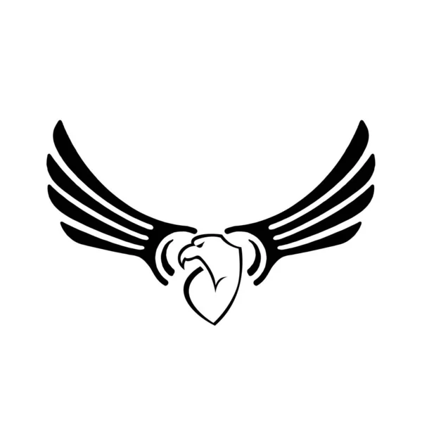 독수리 마스코트는 날개를 옆으로 놓는다 마스코트 — 스톡 벡터