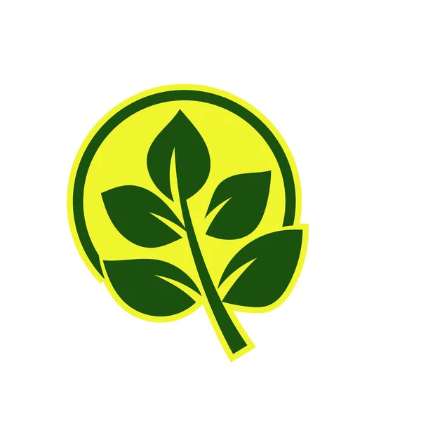 グリーンリーフエコオーガニックロゴデザインベクトルテンプレート シンプルなフラットグリーンリーフデザインベクトル天然物を利用した森林保全のコンセプト — ストックベクタ