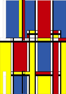 Soyut Bauhaus geometrik desen arka plan, vektör çember, üçgen ve kare çizgiler renk tasarımı. Renkli Bauhaus desen arkaplanı
