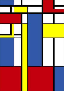 Soyut Bauhaus geometrik desen arka plan, vektör çember, üçgen ve kare çizgiler renk tasarımı. Renkli Bauhaus desen arkaplanı