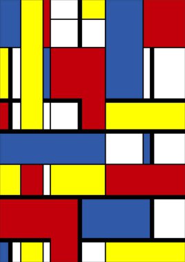 Soyut Bauhaus geometrik desen arka plan, vektör çember, üçgen ve kare çizgiler renk tasarımı. Renkli Bauhaus desen arkaplanı