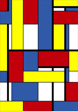 Soyut Bauhaus geometrik desen arka plan, vektör çember, üçgen ve kare çizgiler renk tasarımı. Renkli Bauhaus desen arkaplanı