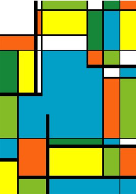 Soyut Bauhaus geometrik desen arka plan, vektör çember, üçgen ve kare çizgiler renk tasarımı. Renkli Bauhaus desen arkaplanı