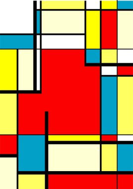 Soyut Bauhaus geometrik desen arka plan, vektör çember, üçgen ve kare çizgiler renk tasarımı. Renkli Bauhaus desen arkaplanı