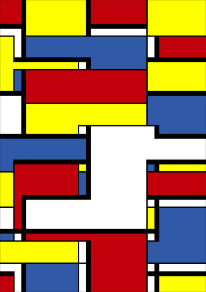 Abstract Bauhaus geometric pattern background, vector circle, triangle, and square lines color art design. Colorful Bauhaus pattern background