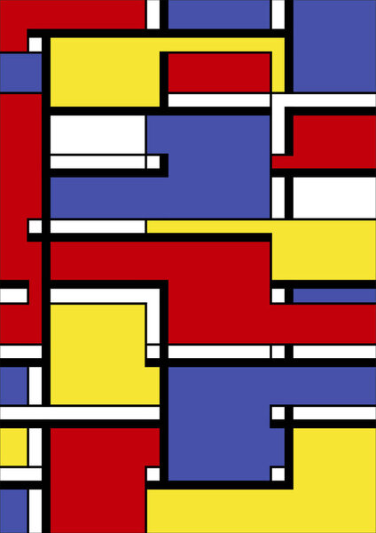 Abstract Bauhaus geometric pattern background, vector circle, triangle, and square lines color art design. Colorful Bauhaus pattern background