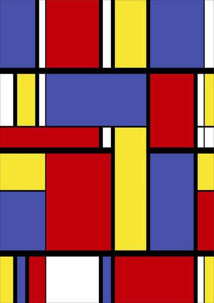 Abstract Bauhaus geometric pattern background, vector circle, triangle, and square lines color art design. Colorful Bauhaus pattern background