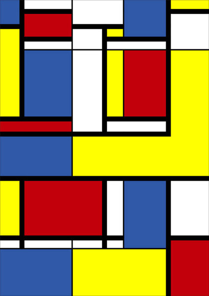 Abstract Bauhaus geometric pattern background, vector circle, triangle, and square lines color art design. Colorful Bauhaus pattern background