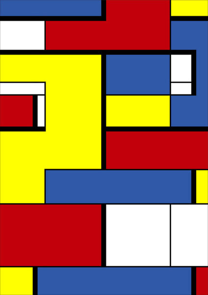 Abstract Bauhaus geometric pattern background, vector circle, triangle, and square lines color art design. Colorful Bauhaus pattern background