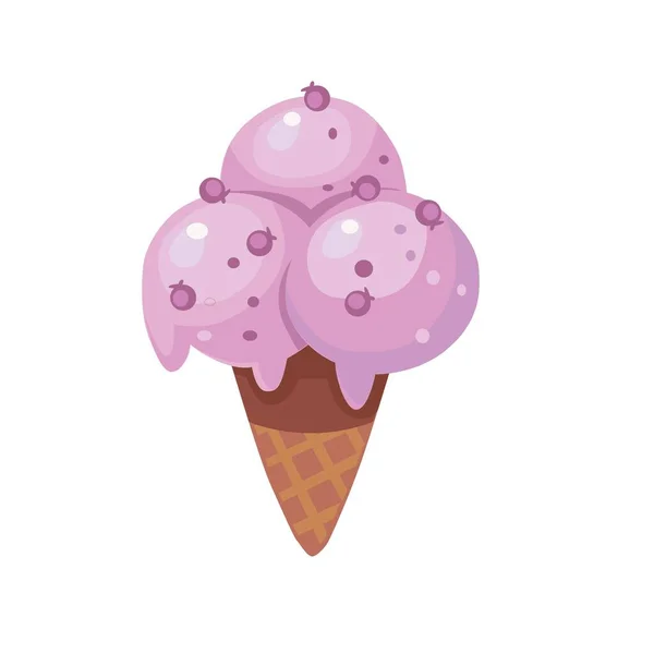 Ice Cream Cone Isolated Vector Icon Line Solid Food Design — Stock Vector