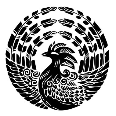 Japon klanı Kamon arması sembolü. Japon tarihi aile damgası sembolü.