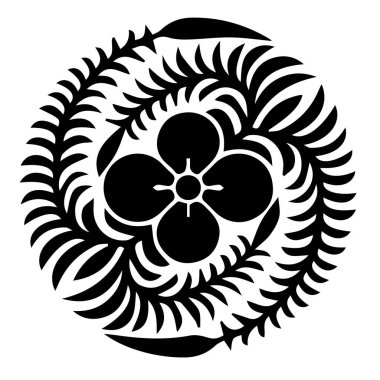 Japon klanı Kamon arması sembolü. Japon tarihi aile damgası sembolü.