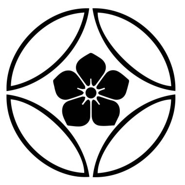 Japon klanı Kamon arması sembolü. Japon tarihi aile damgası sembolü.