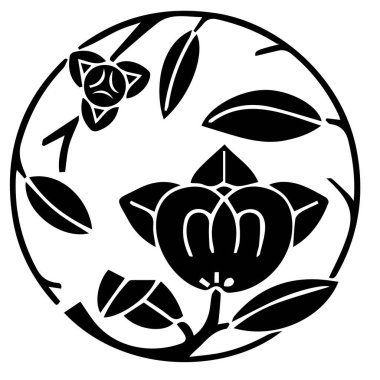 Japon klanı Kamon arması sembolü. Japon tarihi aile damgası sembolü.