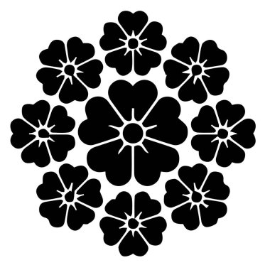 Japon klanı Kamon arması sembolü. Japon tarihi aile damgası sembolü.