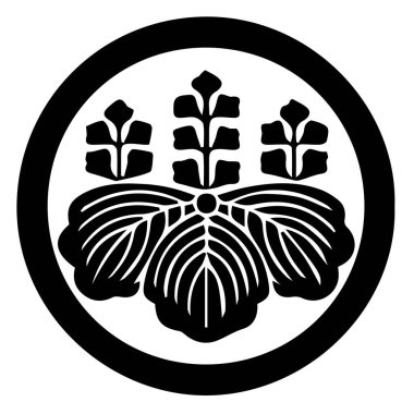 Japon klanı Kamon arması sembolü. Japon tarihi aile damgası sembolü.