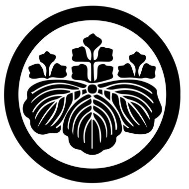 Japon klanı Kamon arması sembolü. Japon tarihi aile damgası sembolü.