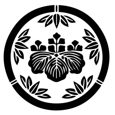 Japon klanı Kamon arması sembolü. Japon tarihi aile damgası sembolü.