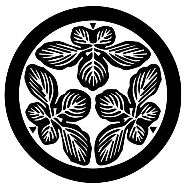 Japon klanı Kamon arması sembolü. Japon tarihi aile damgası sembolü.