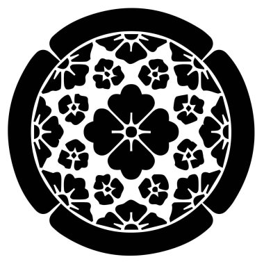 Japon klanı Kamon arması sembolü. Japon tarihi aile damgası sembolü.