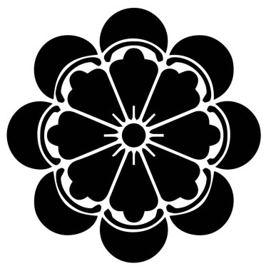 Japon klanı Kamon arması sembolü. Japon tarihi aile damgası sembolü.