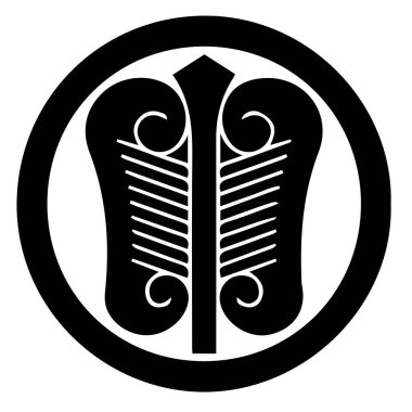 Japon klanı Kamon arması sembolü. Japon tarihi aile damgası sembolü.