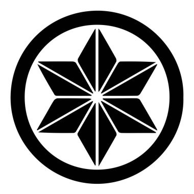 Japon klanı Kamon arması sembolü. Japon tarihi aile damgası sembolü.