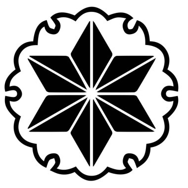 Japon klanı Kamon arması sembolü. Japon tarihi aile damgası sembolü.