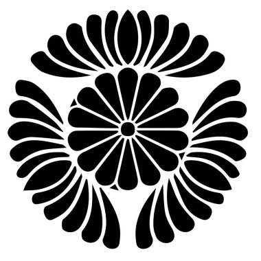 Japon klanı Kamon arması sembolü. Japon tarihi aile damgası sembolü.