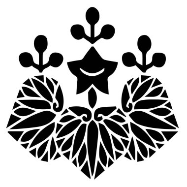 Japon klanı Kamon arması sembolü. Japon tarihi aile damgası sembolü.