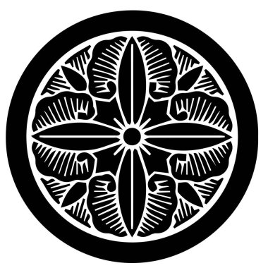 Japon klanı Kamon arması sembolü. Japon tarihi aile damgası sembolü.