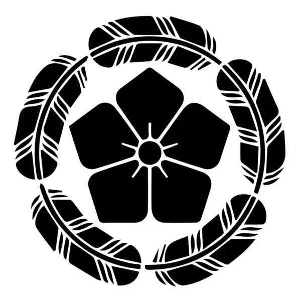 Símbolo Cresta Kamon Del Clan Japonés Símbolo Sello Familia Antigua — Vector de stock