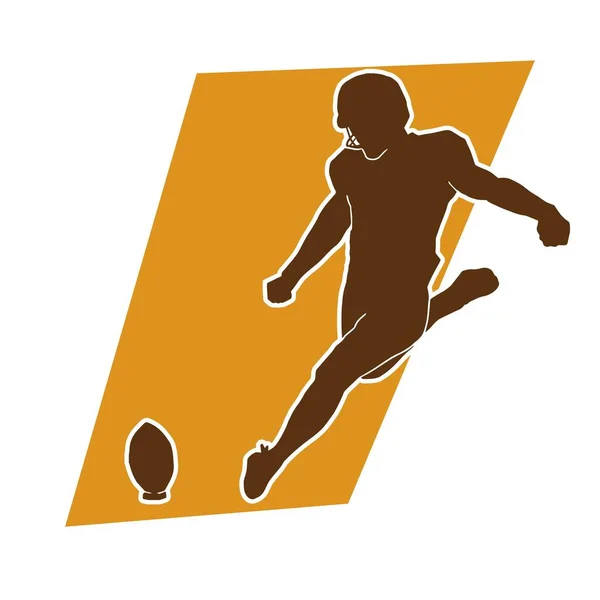Silhouette Détaillée Joueur Sportif Football Américain — Image vectorielle