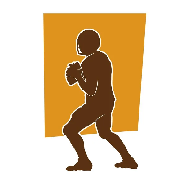 Detaillierte Silhouette American Football Sportler Spieler — Stockvektor