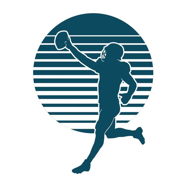 Silhouette Détaillée Joueur Sportif Football Américain — Image vectorielle