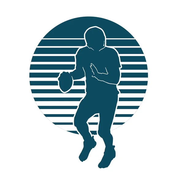 Silhouette Détaillée Joueur Sportif Football Américain — Image vectorielle