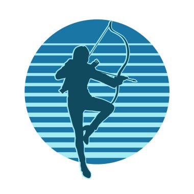 Taşradaki kabile silueti vektörü kadın okçu savaşçı.