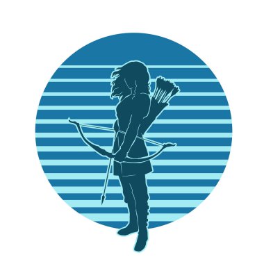 Taşradaki kabile silueti vektörü kadın okçu savaşçı.